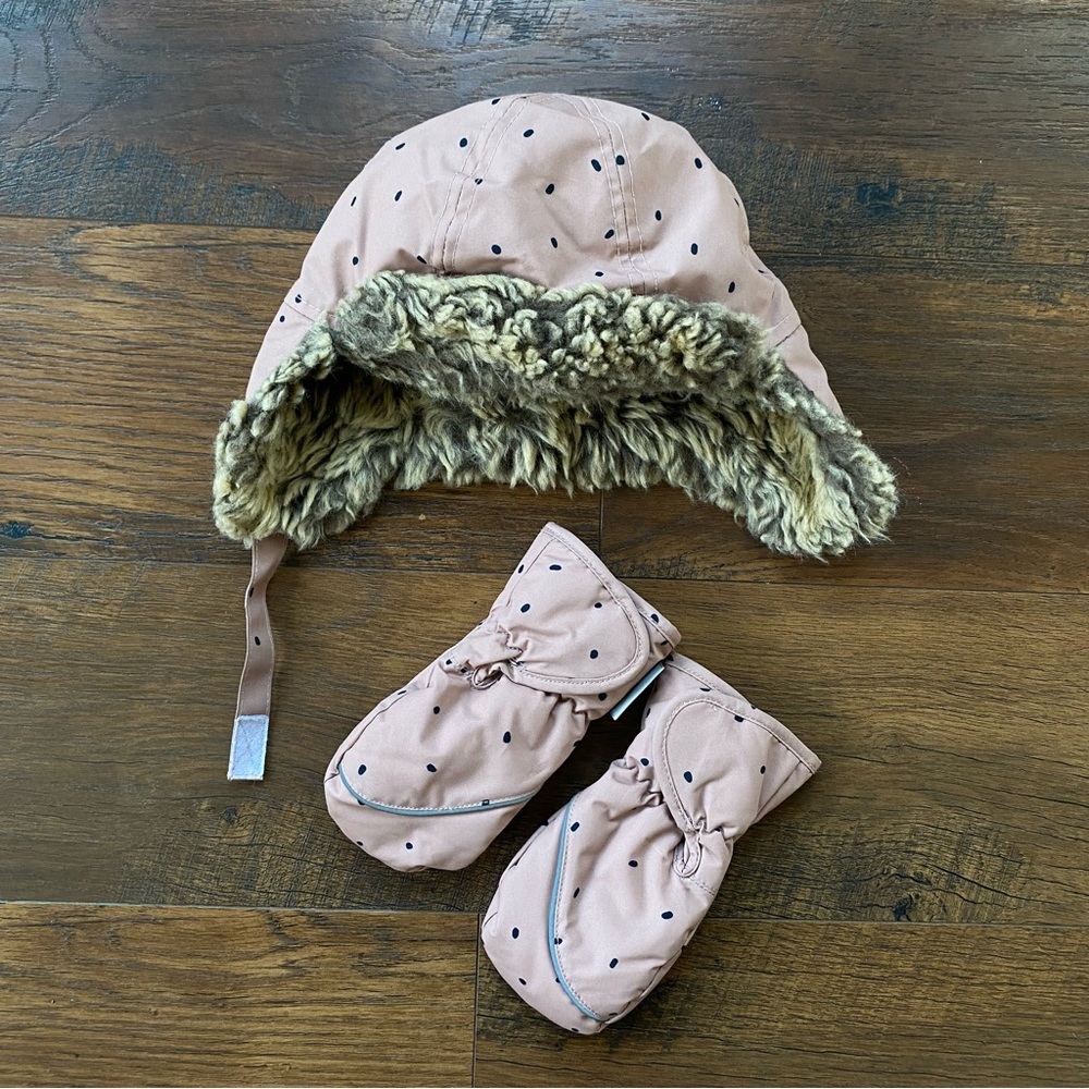H&M baby girl’s warm hat & gloves